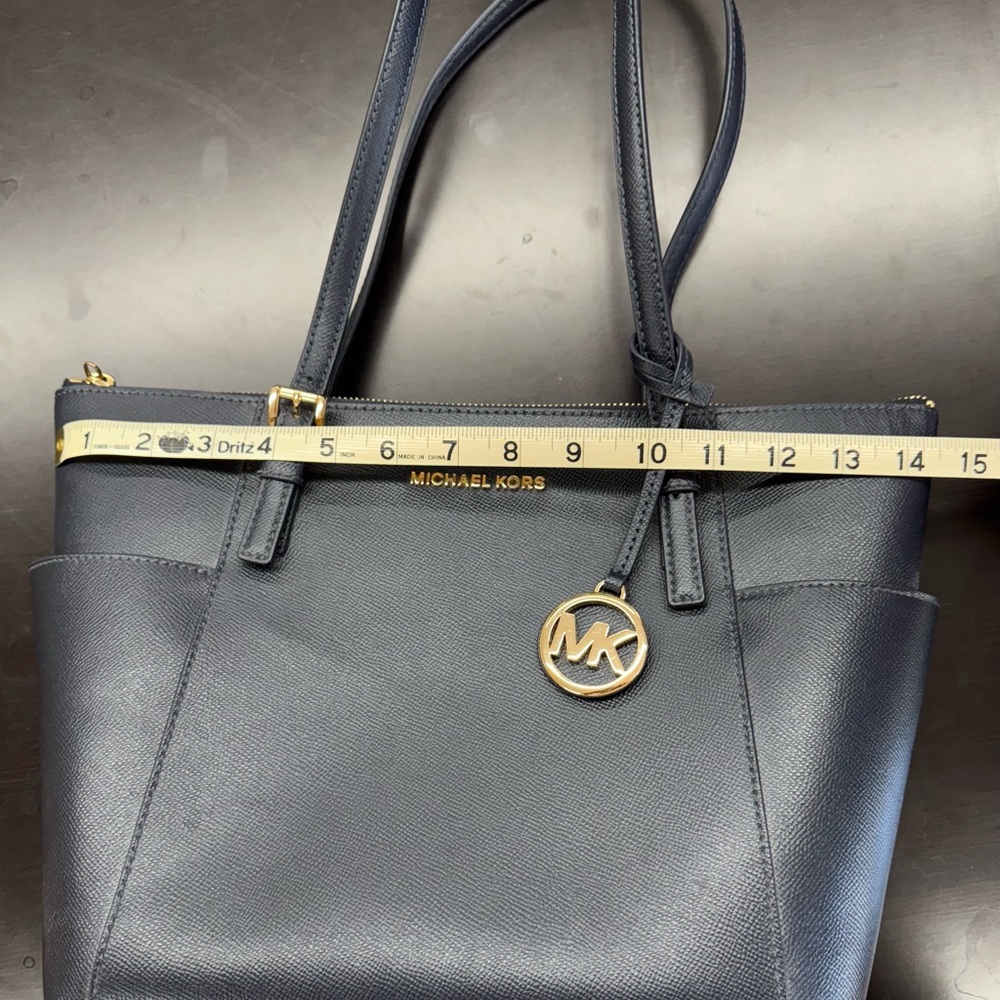 Michael Kors Dark Blue Tote with Gold Accents - Picture 3 of 6